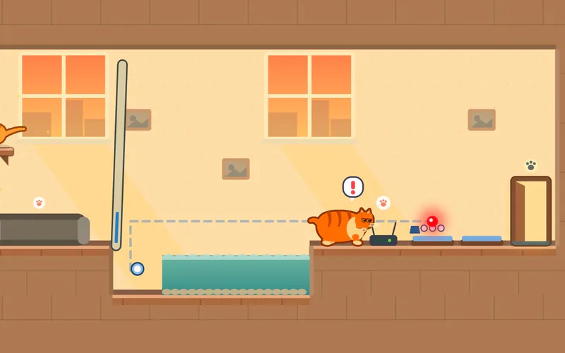 A puzzle room: Boris spots the laser dot next to the warm router
