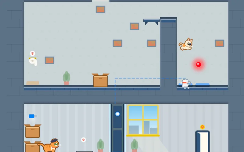 A level in Maple House: three floors, a laser dot and two cats