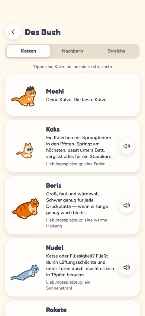 Das Buch: jede Katze im Haus, jede mit ihrer eigenen Geschichte